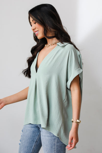 basic sage Blouse