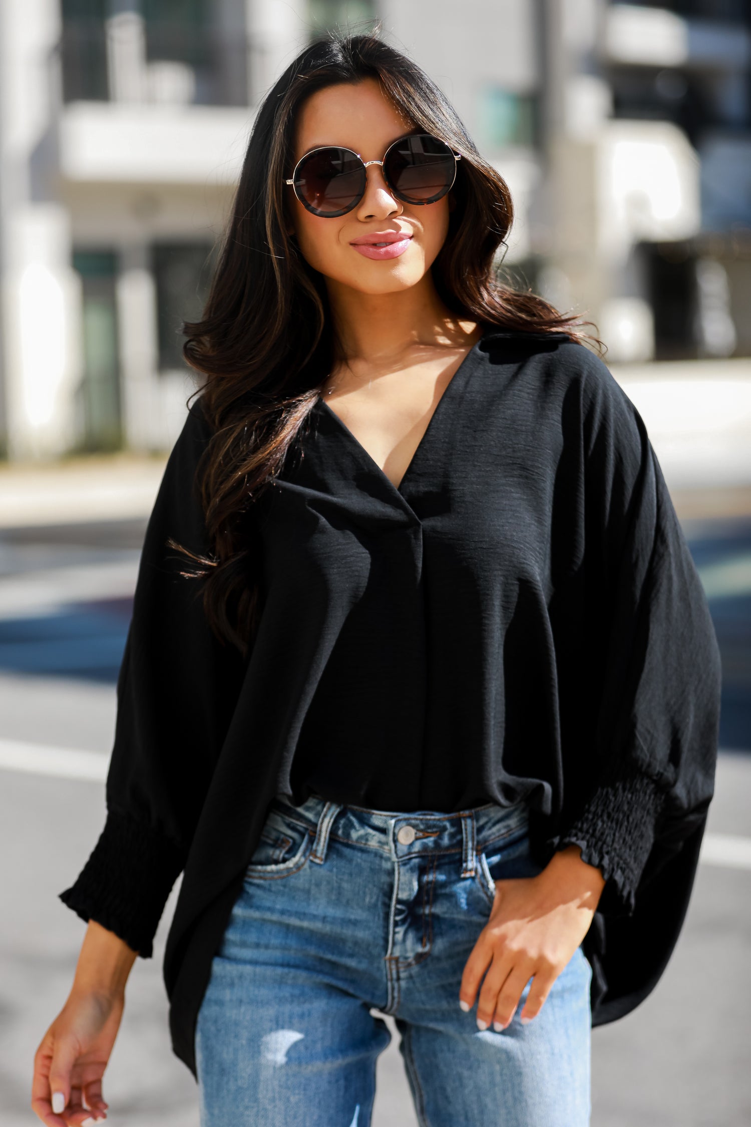 black Oversized Blouse