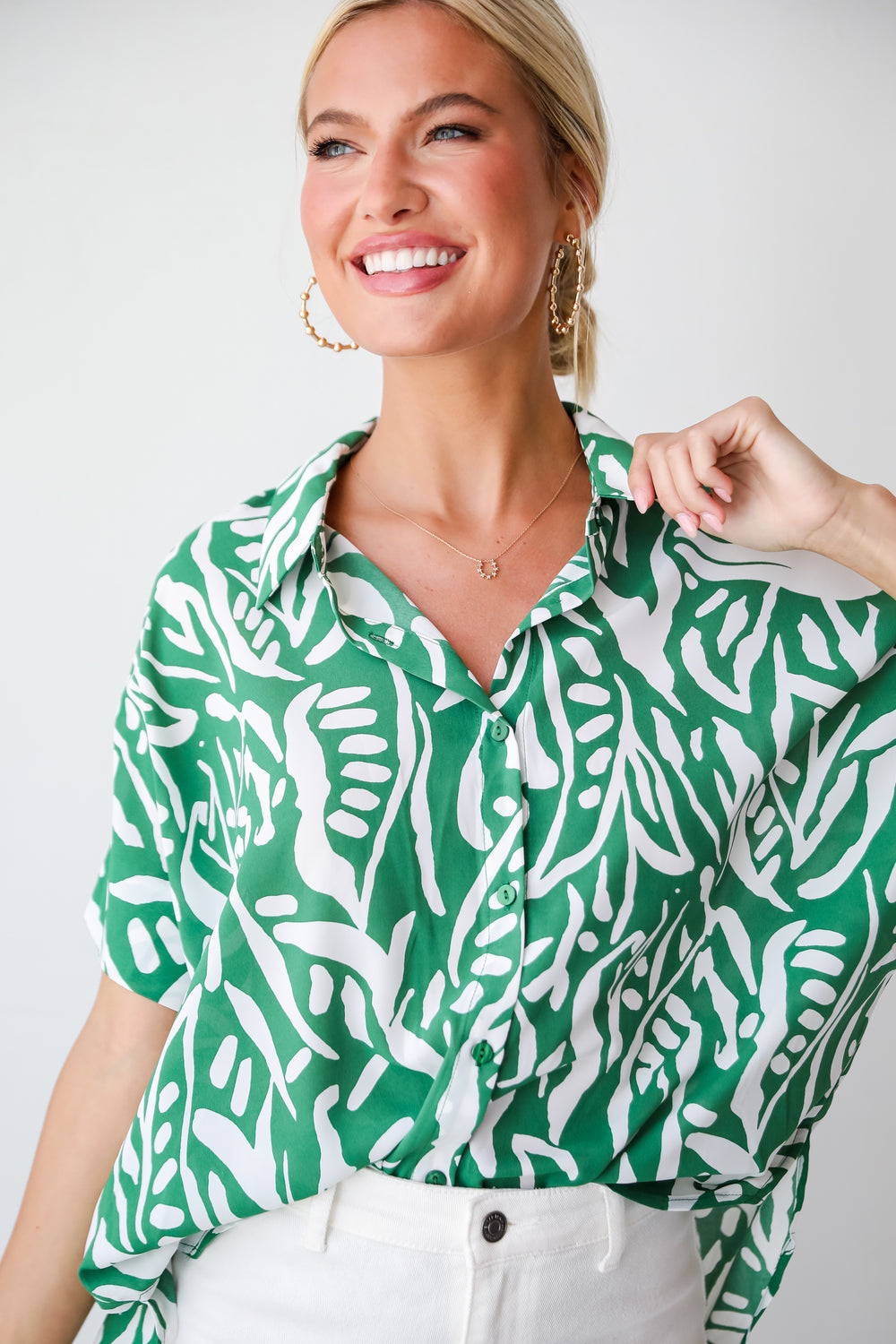 green Oversized Blouse for women. Farm Rio Dupe