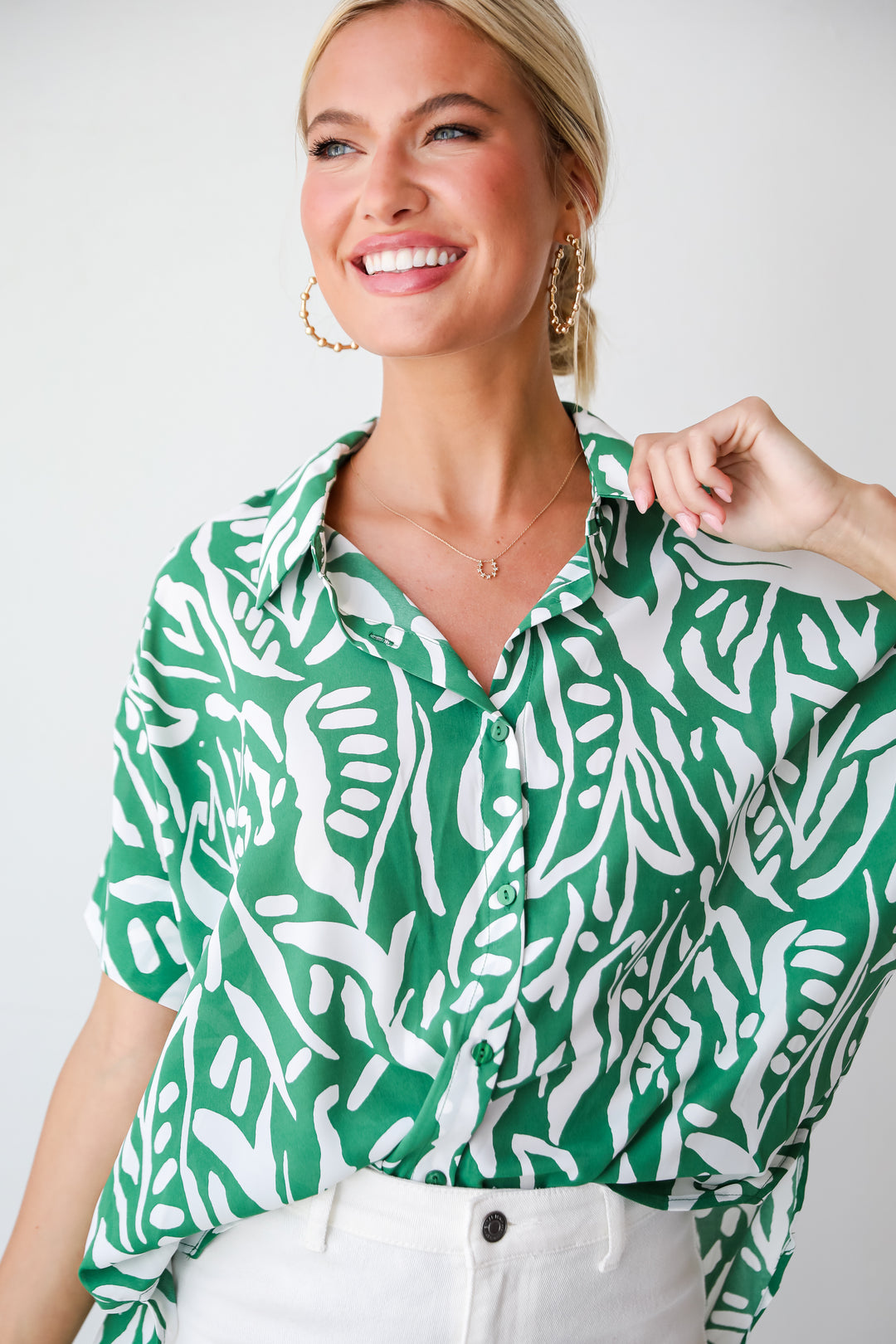 green Oversized Blouse for women. Farm Rio Dupe