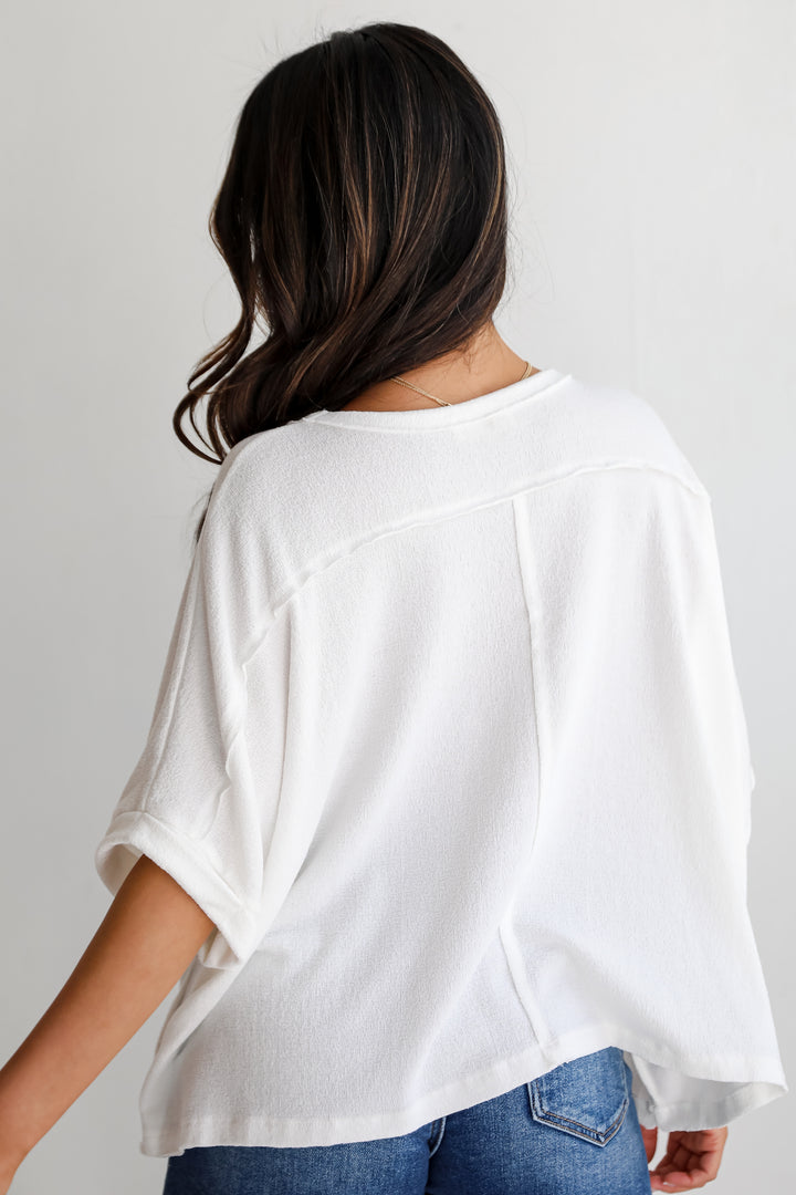 oversized white Short Sleeve Knit Top