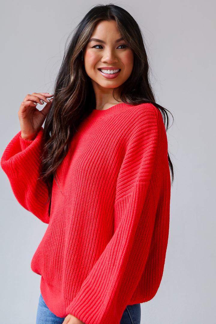 cozy red Oversized Sweater