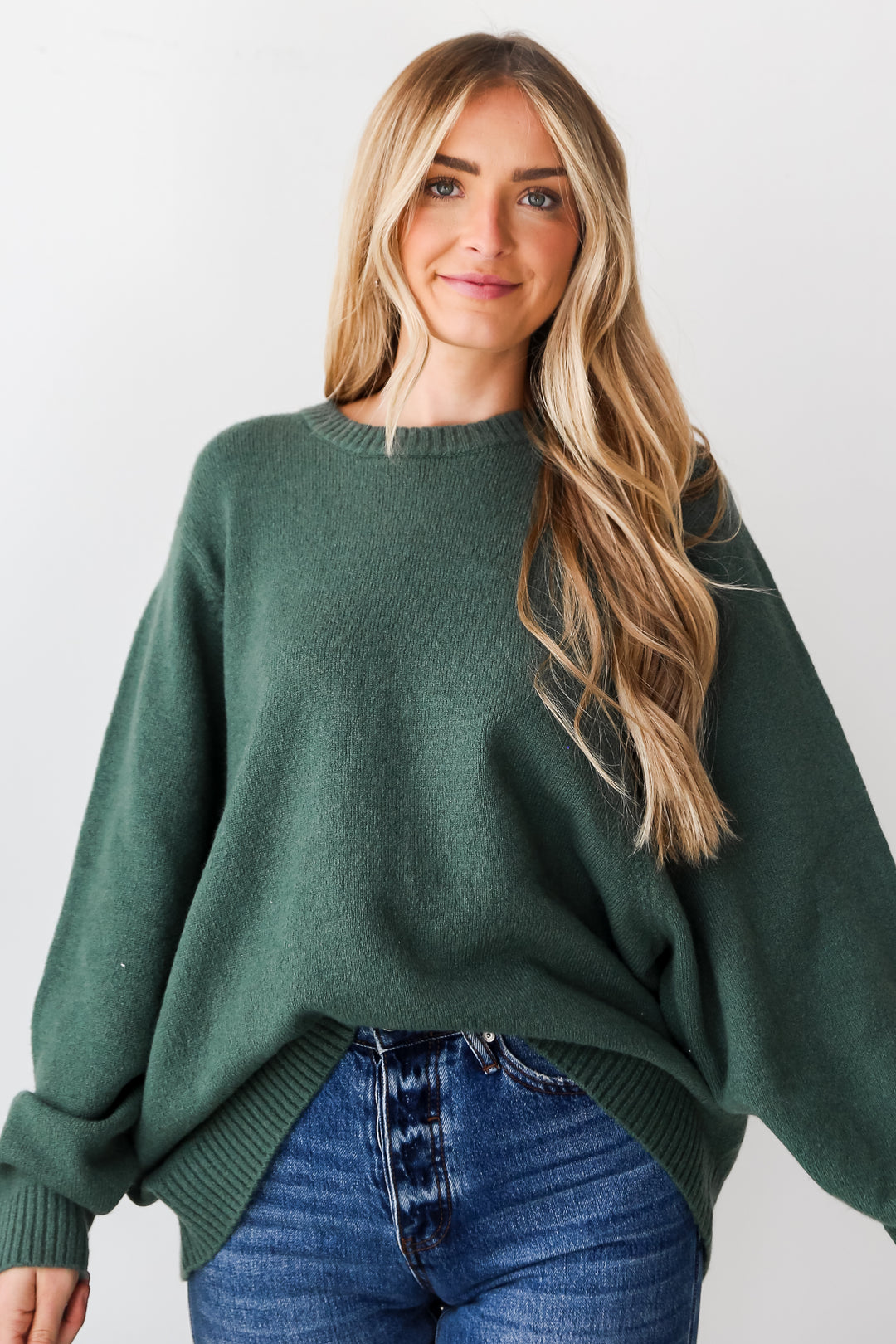 green Oversized Sweater front view