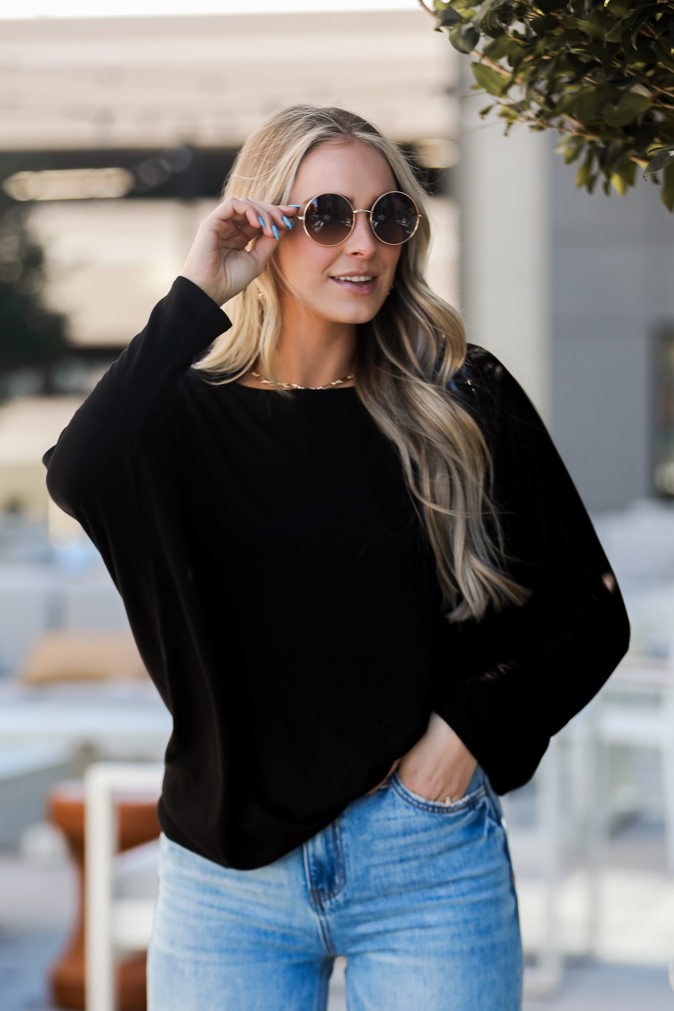 basic black Oversized Top