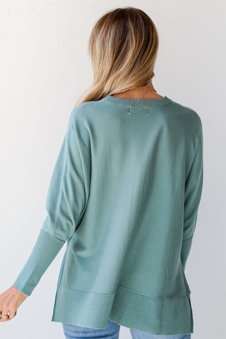 sage Lightweight Knit Sweater back view