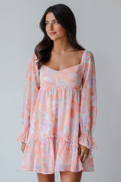 Bold Tendencies Peach Floral Mini Dress