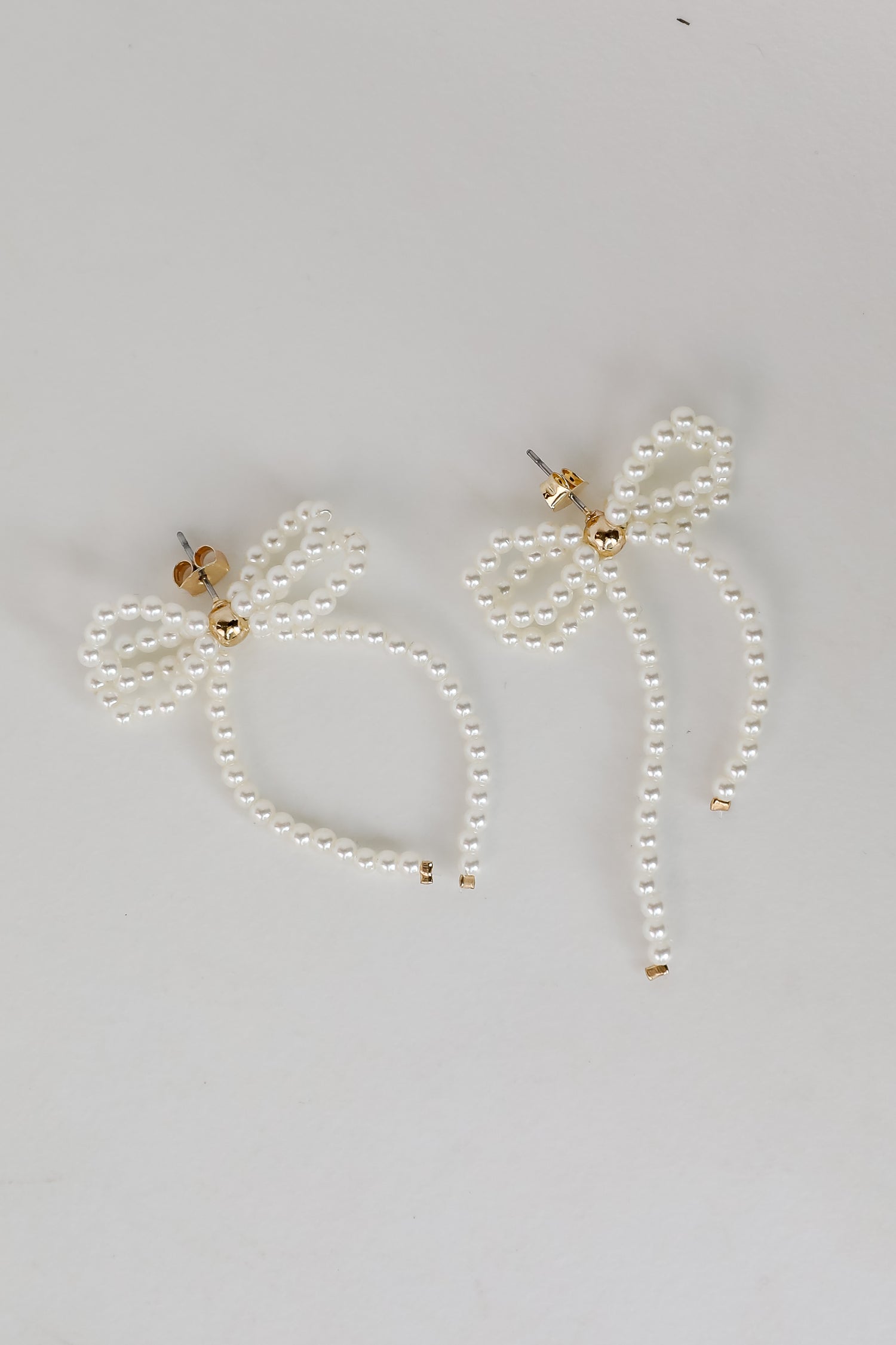 Annie White Pearl Bow Earrings