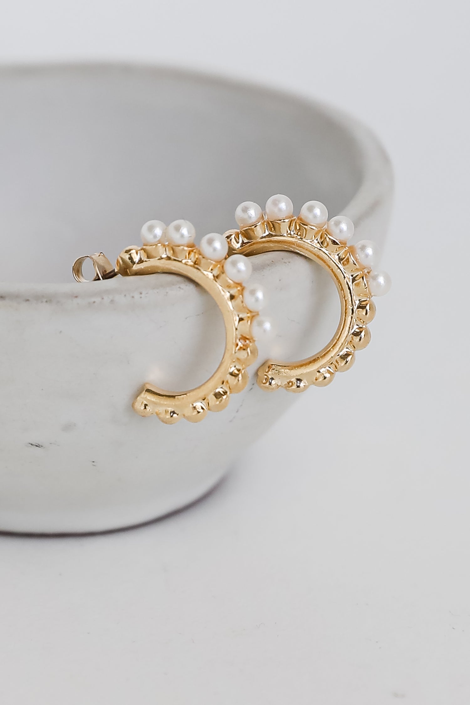 Gold Pearl Hoop Earrings