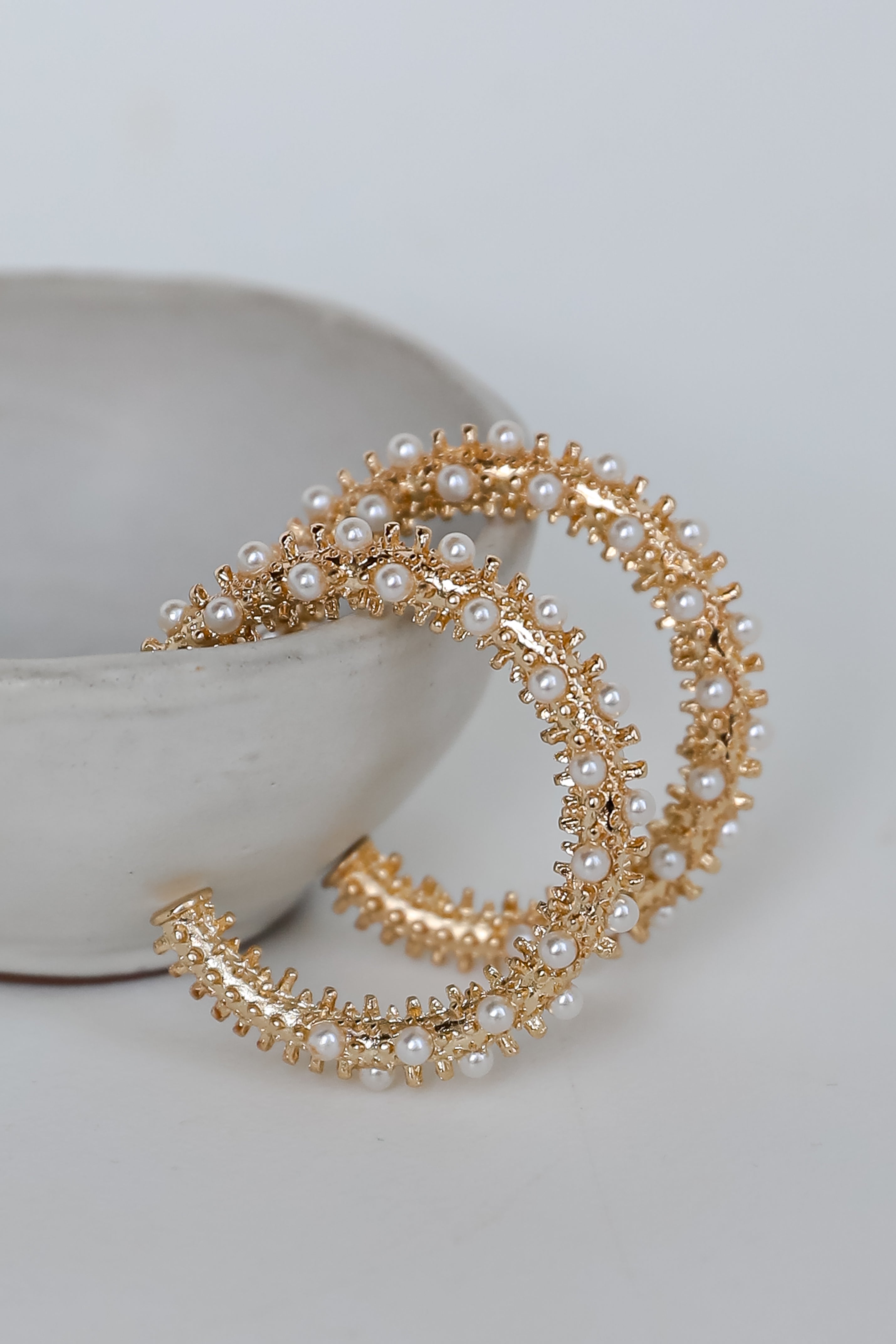 Quinn Gold Pearl Hoop Earrings