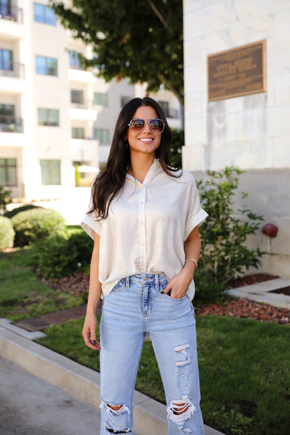 Dazzling Skill Ivory Metallic Blouse