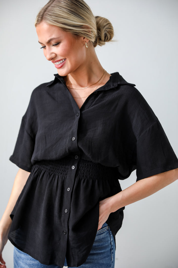 black Peplum Blouse