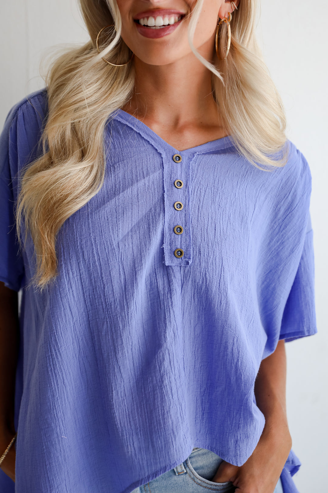 Elevated Tendencies Periwinkle Contrast Blouse