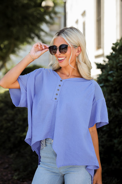 Elevated Tendencies Periwinkle Contrast Blouse