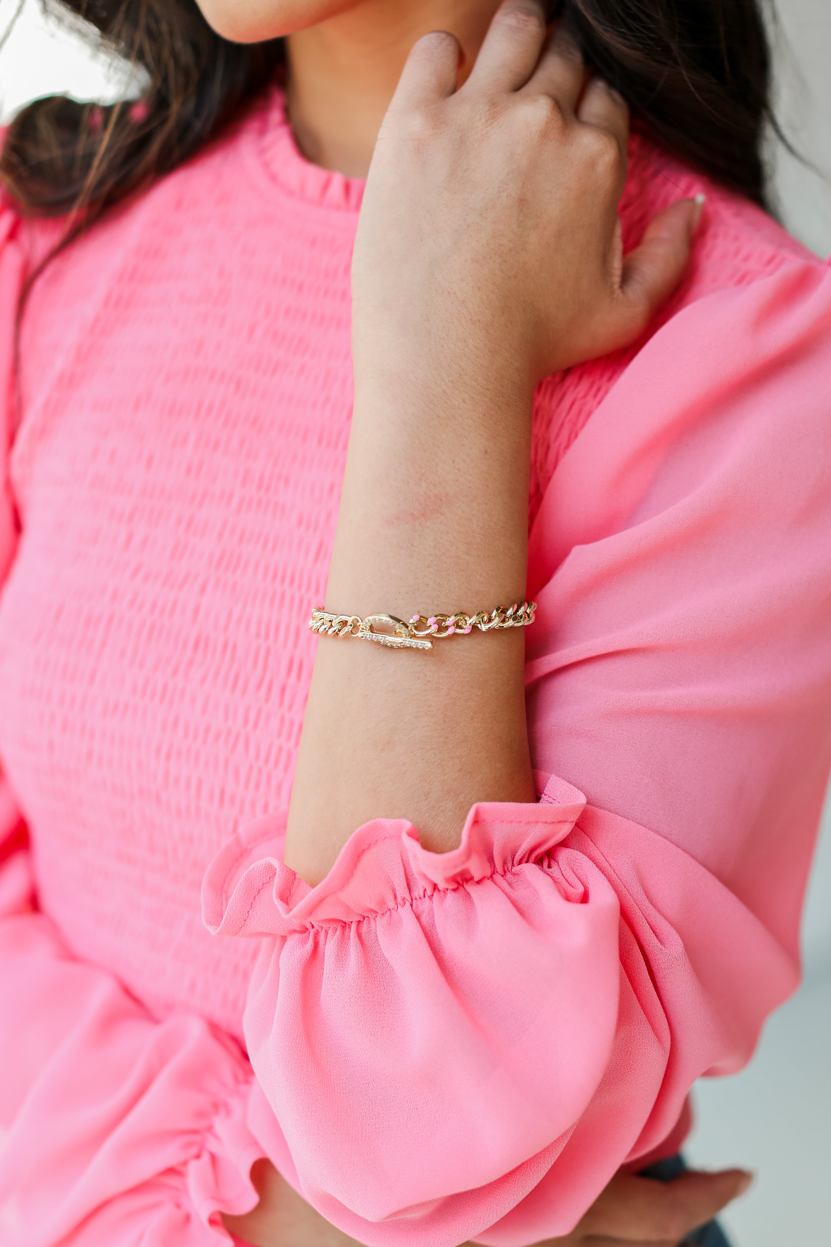 Gold Chain Bracelet close up