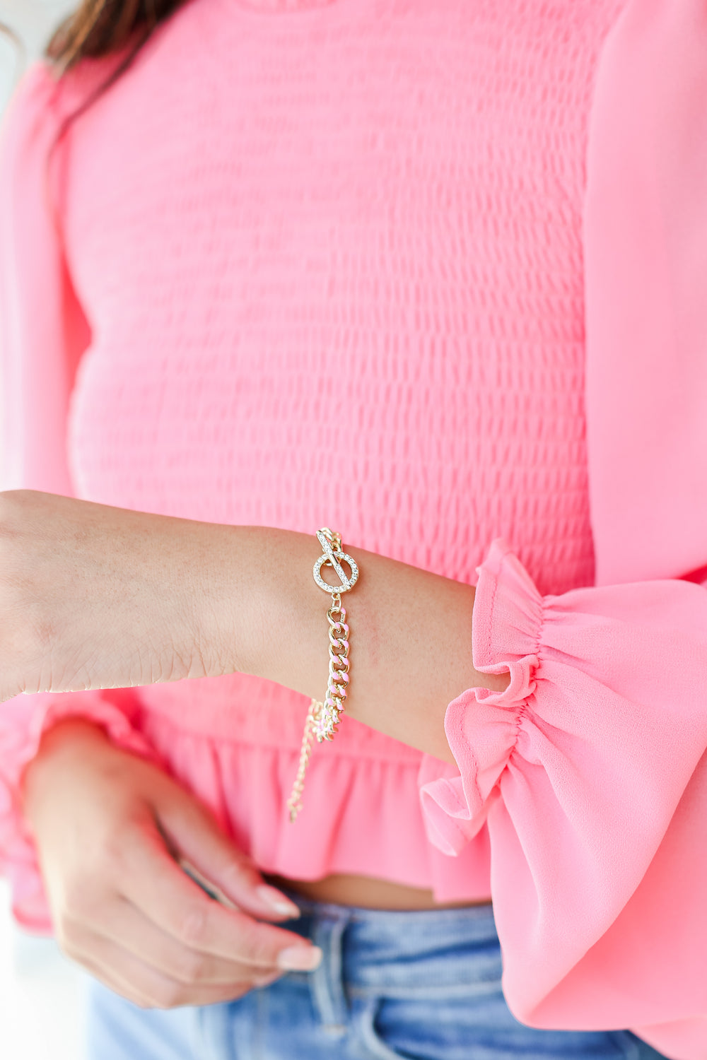 Gold Chain Bracelet on model