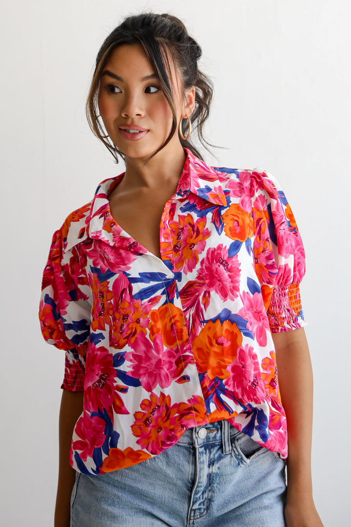 Profound Poise Pink Floral Blouse