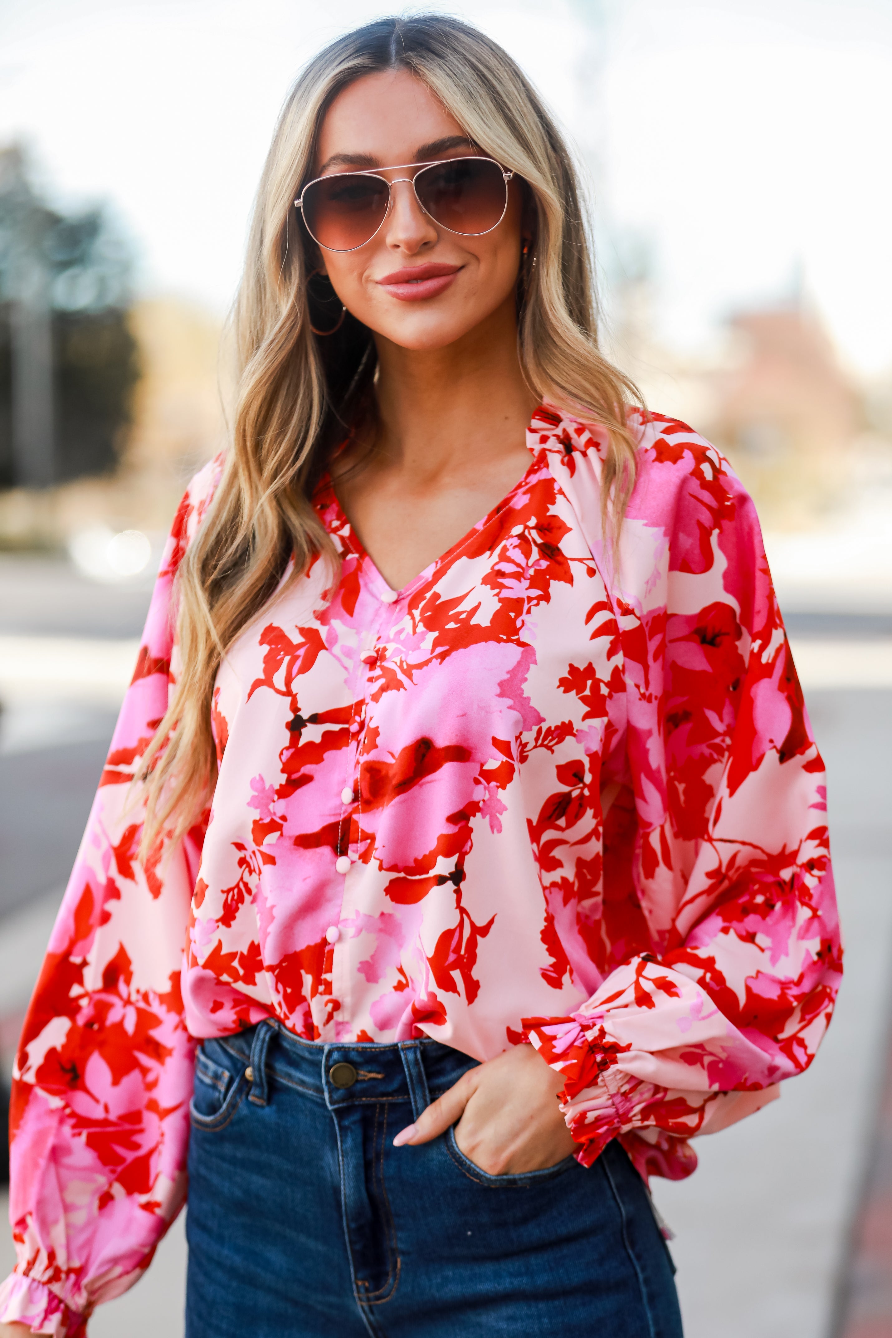 Pink Floral Blouse