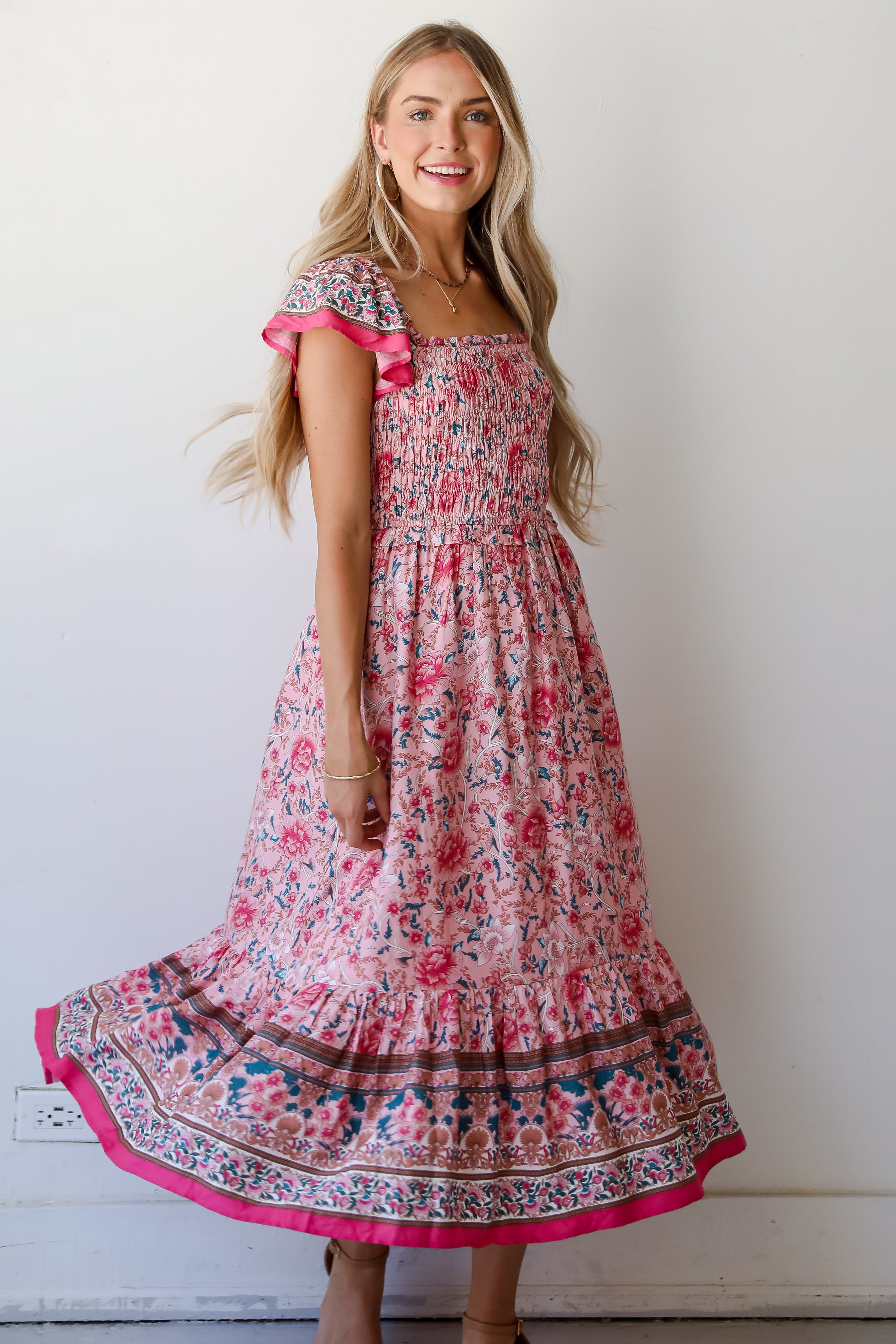 Darling Behavior Blush Floral Maxi Dress