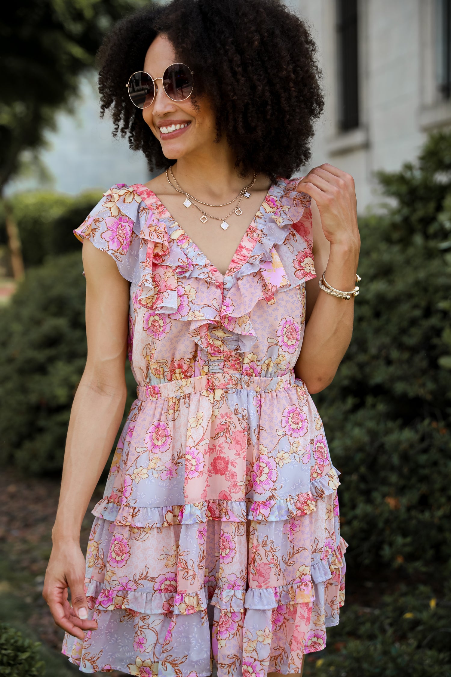 All About The Flowers Light Blue Mini Dress for summer