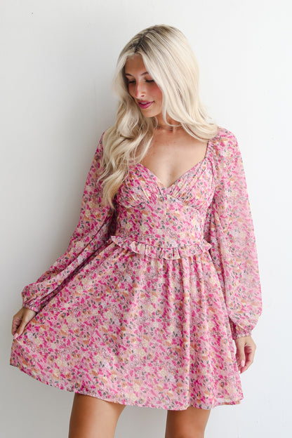 Posh Option Blush Floral Mini Dress