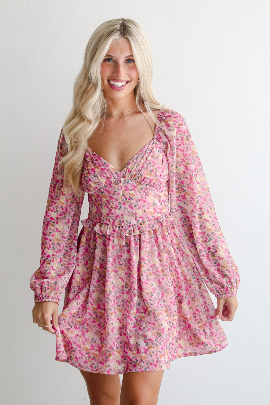 Posh Option Blush Floral Mini Dress