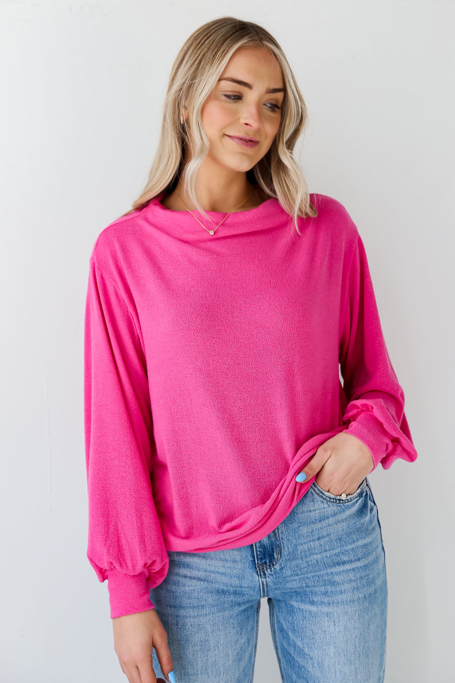 womens Hot Pink Lightweight Knit Top