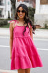 Magenta Linen Tiered Mini Dress