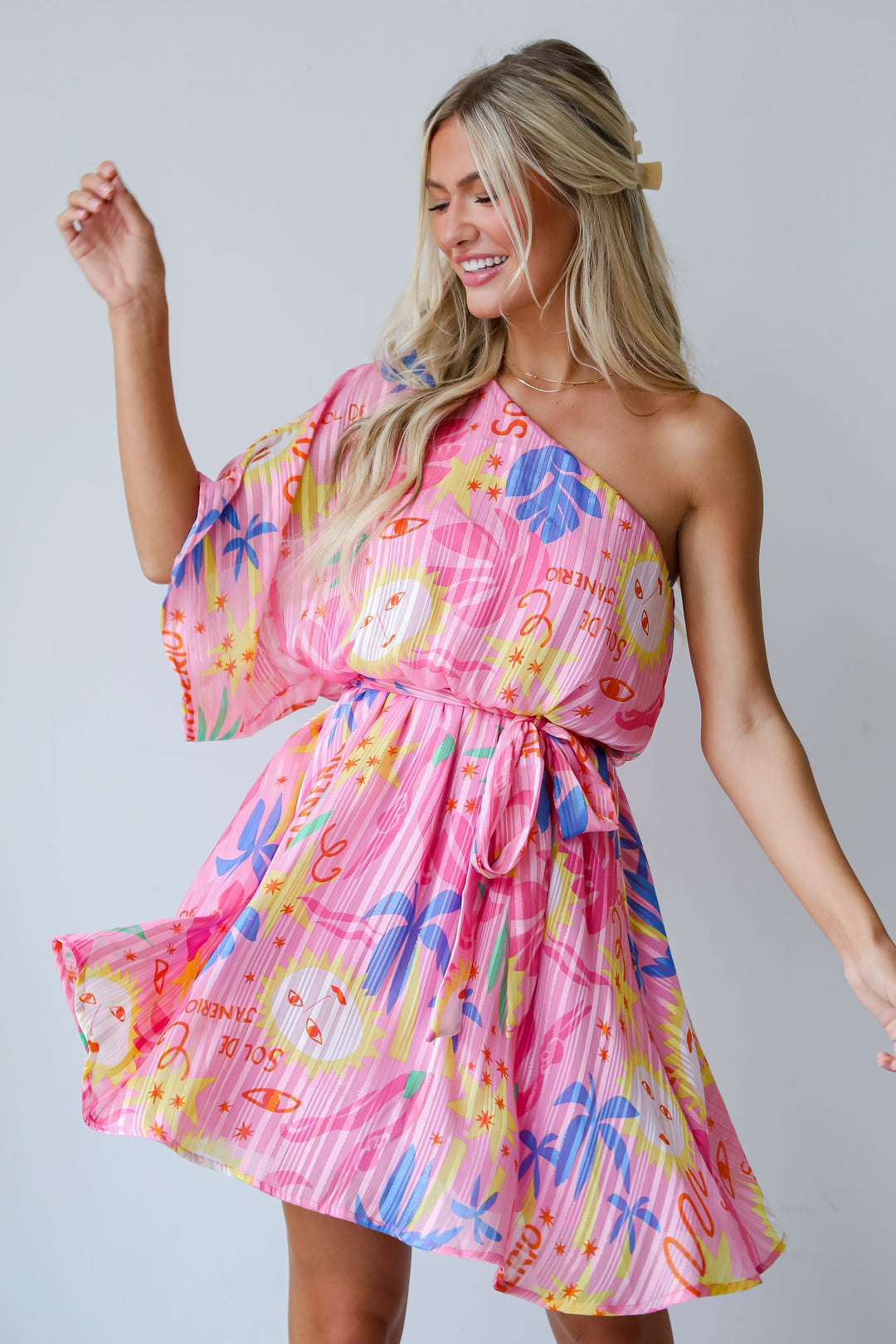 Sol De Janeiro Pink One-Shoulder Mini Dress