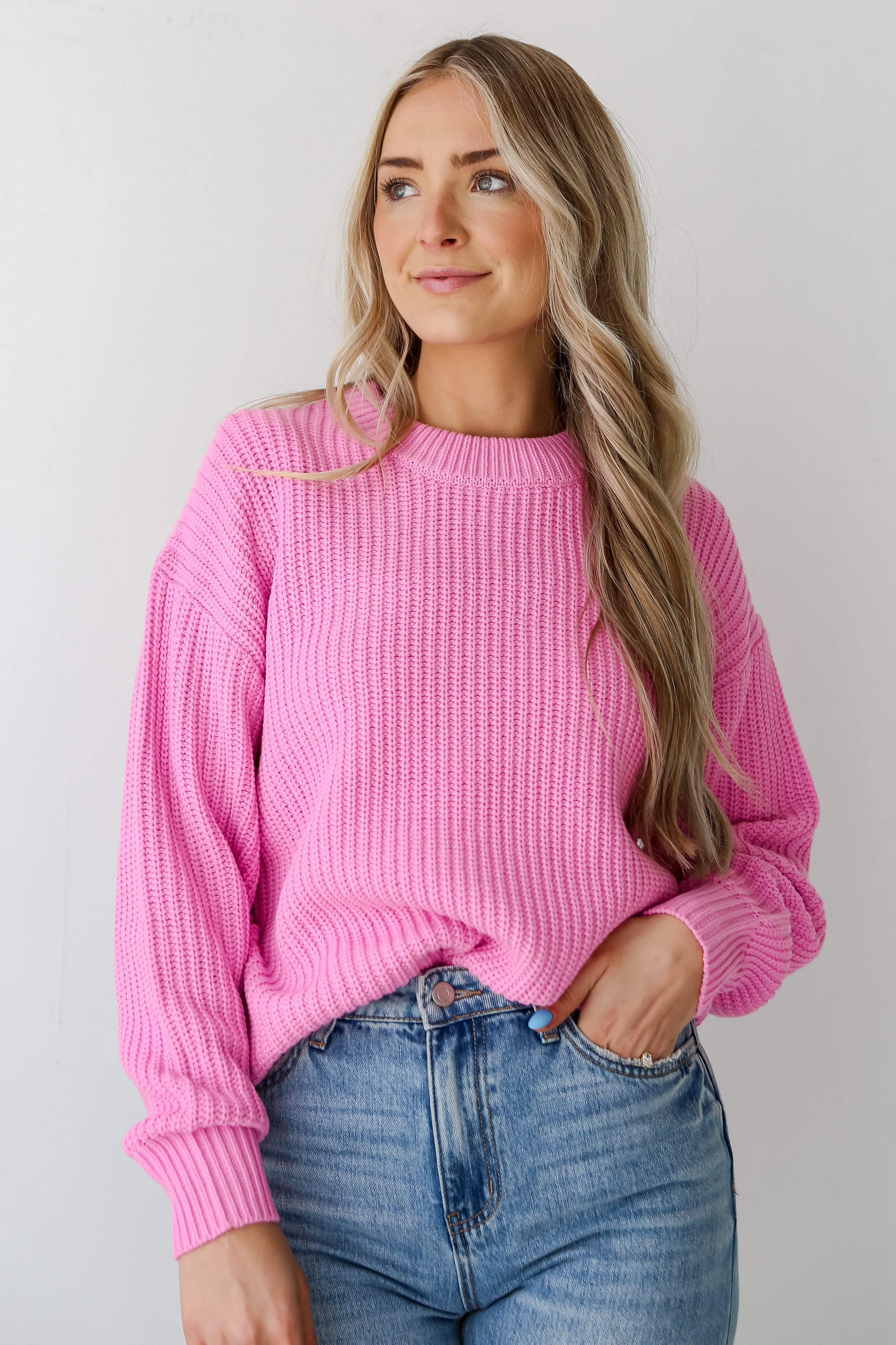 womens Pink Oversized Sweater