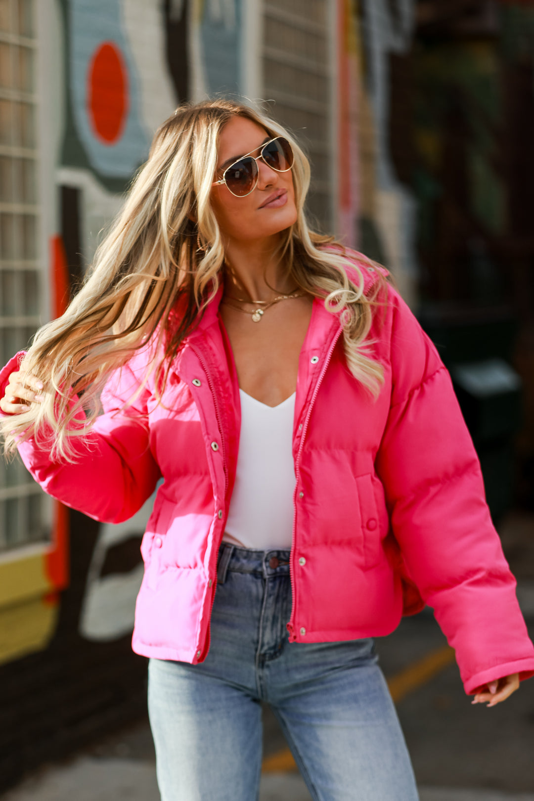 trendy Pink Puffer Jacket