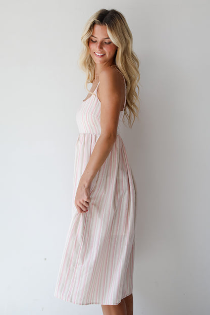 Charmed Energy Pink Striped Midi Dress