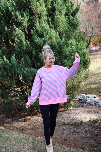 Ideal Crush Pink Striped Pullover