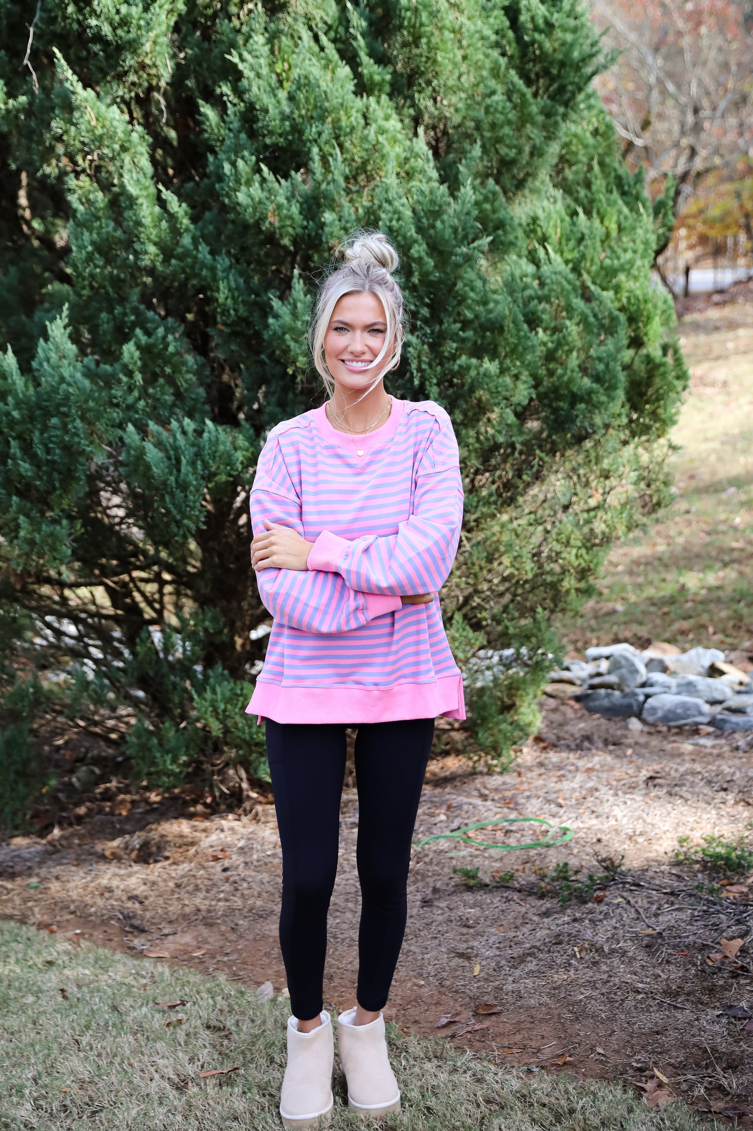 Ideal Crush Pink Striped Pullover