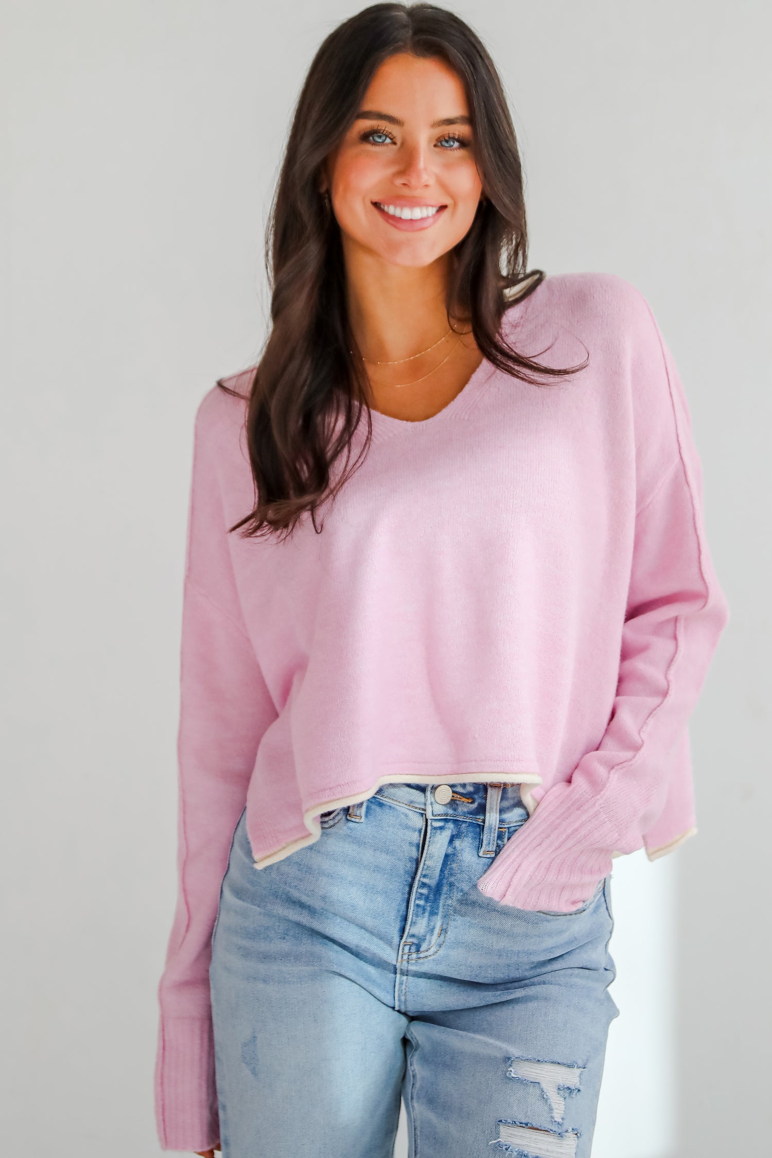 Absolutely Snuggly Light Pink Sweater