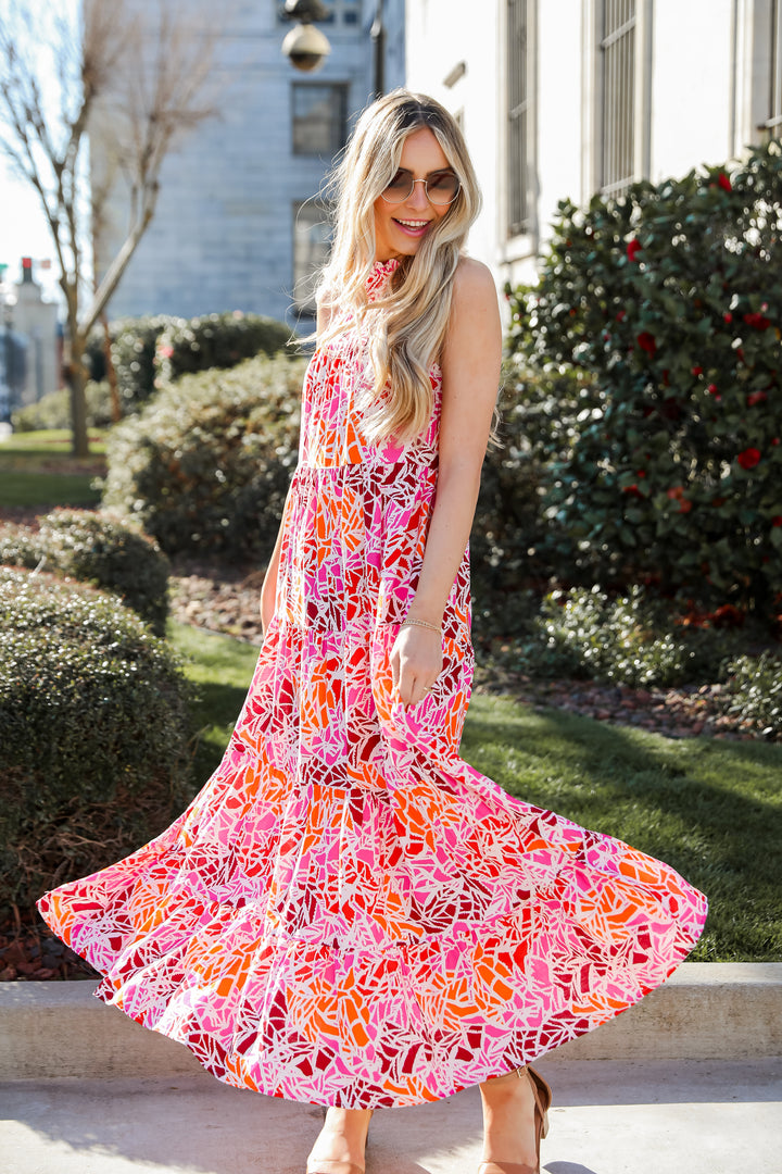 Pink Tiered Maxi Dress