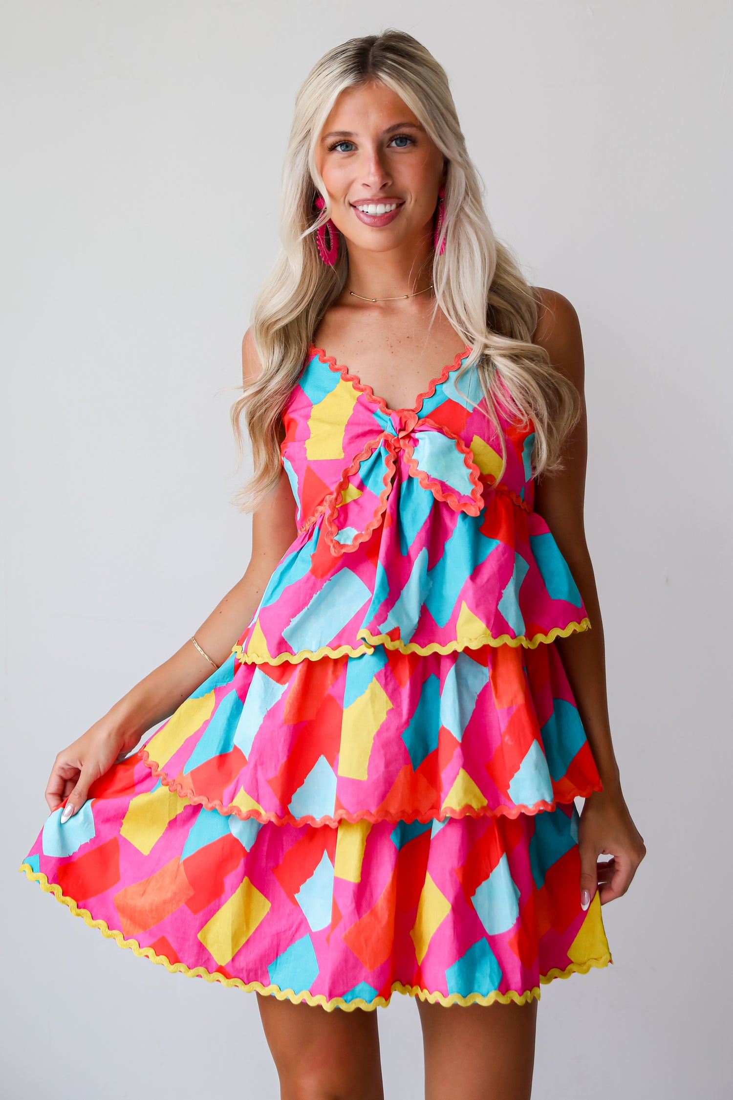 Cutest Character Pink Tiered Mini Dress