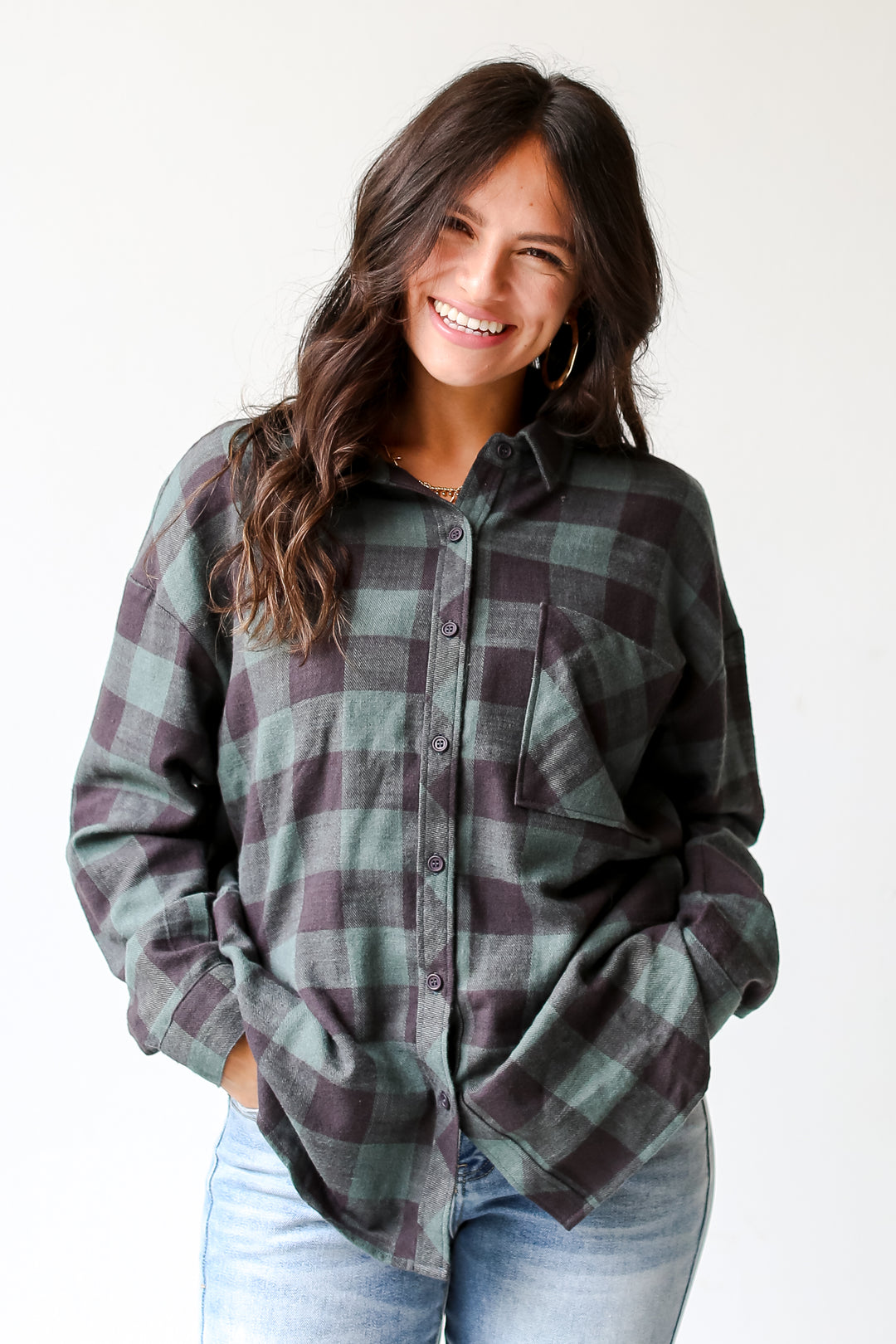 oversized green Plaid Flannel