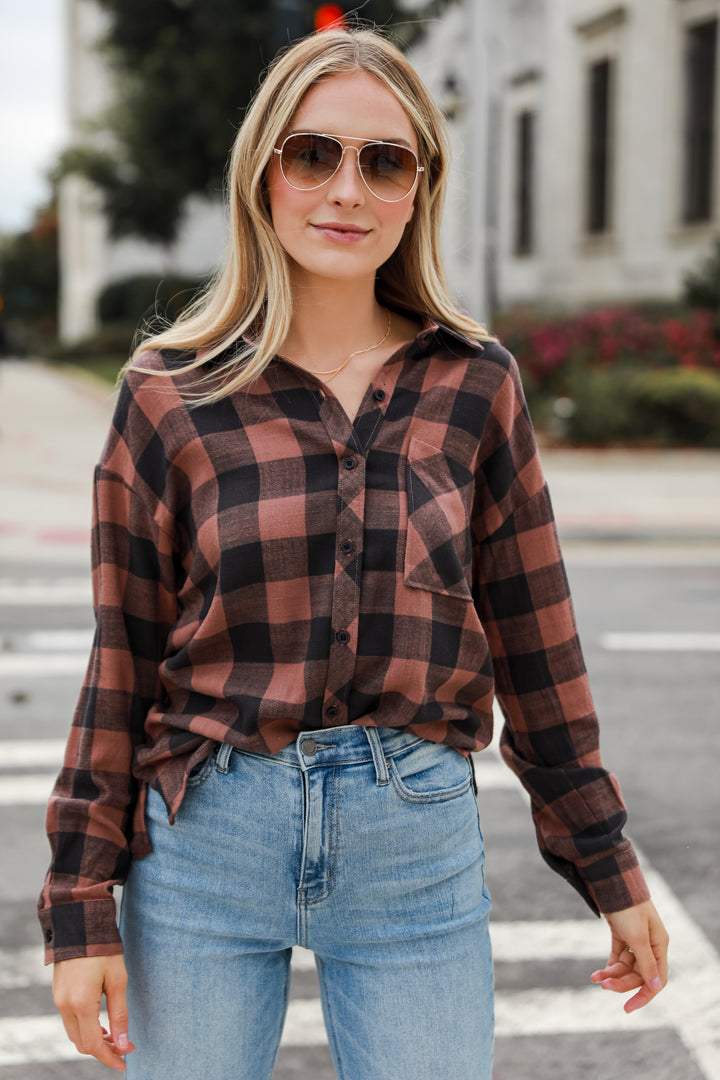 brown Plaid Flannel