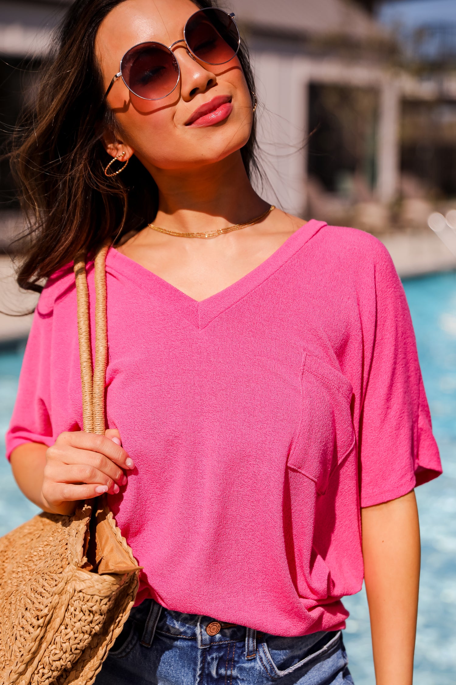 Ellie Lightweight Knit Top in pink