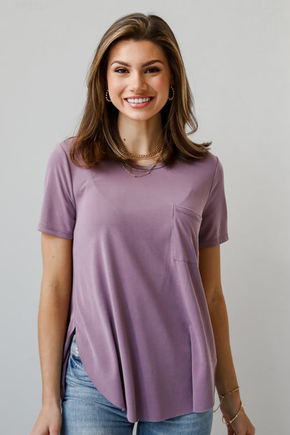 basic purple Pocket Tee