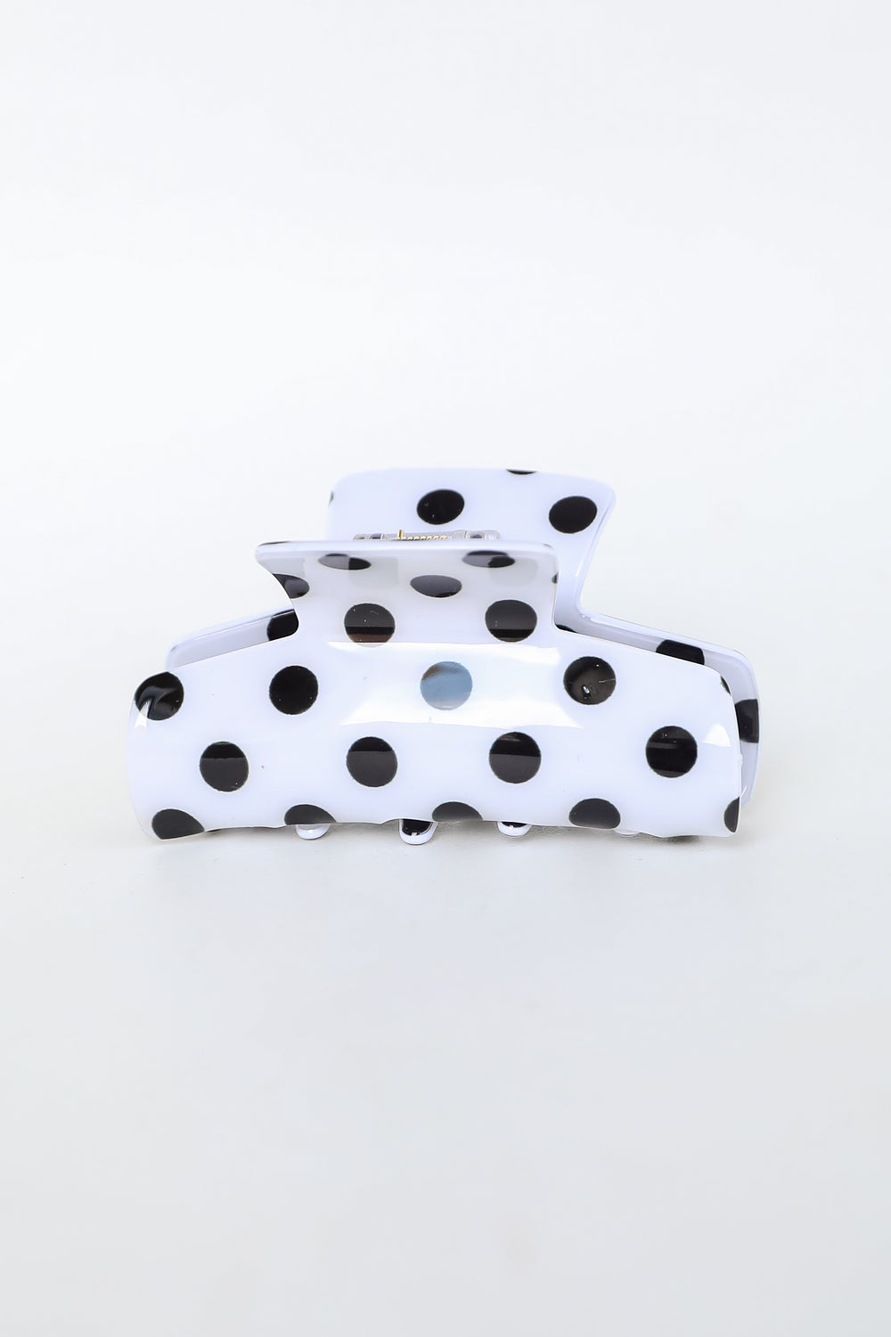 Sincerely Cute White Acrylic Polka Dot Claw Hair Clip