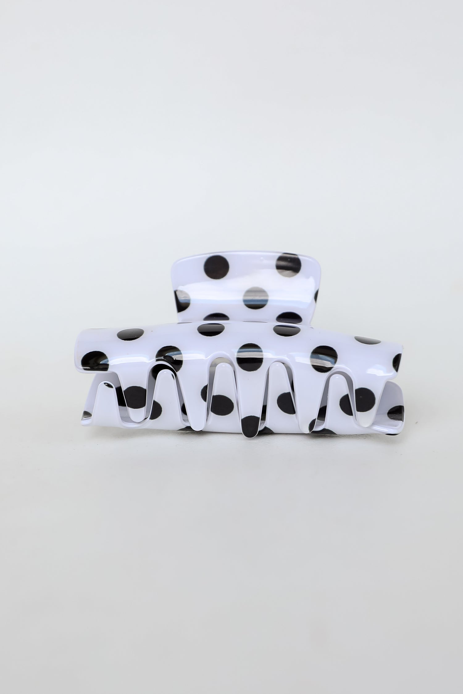 Sincerely Cute White Acrylic Polka Dot Claw Hair Clip