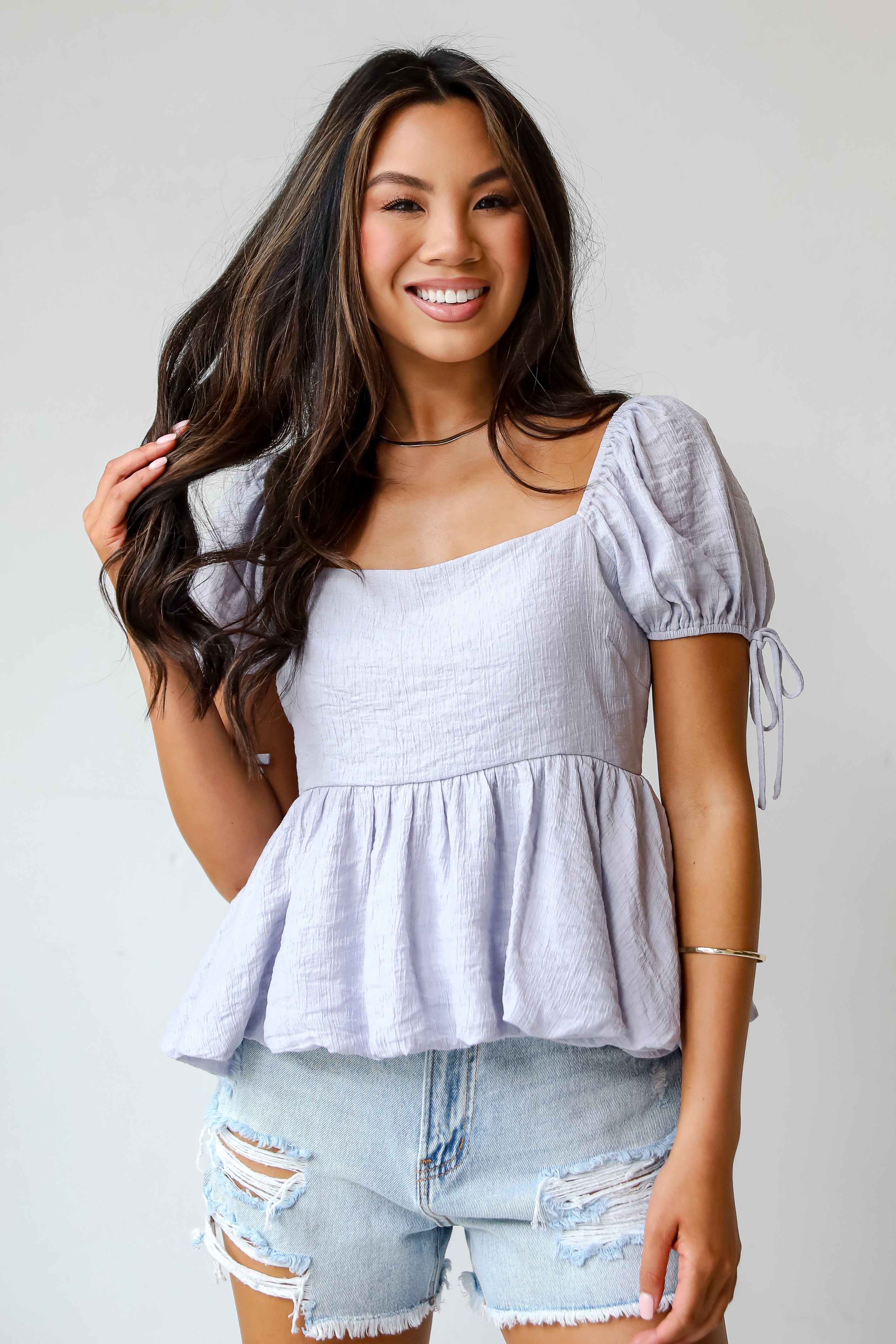 Charming Intent Lavender Babydoll Blouse