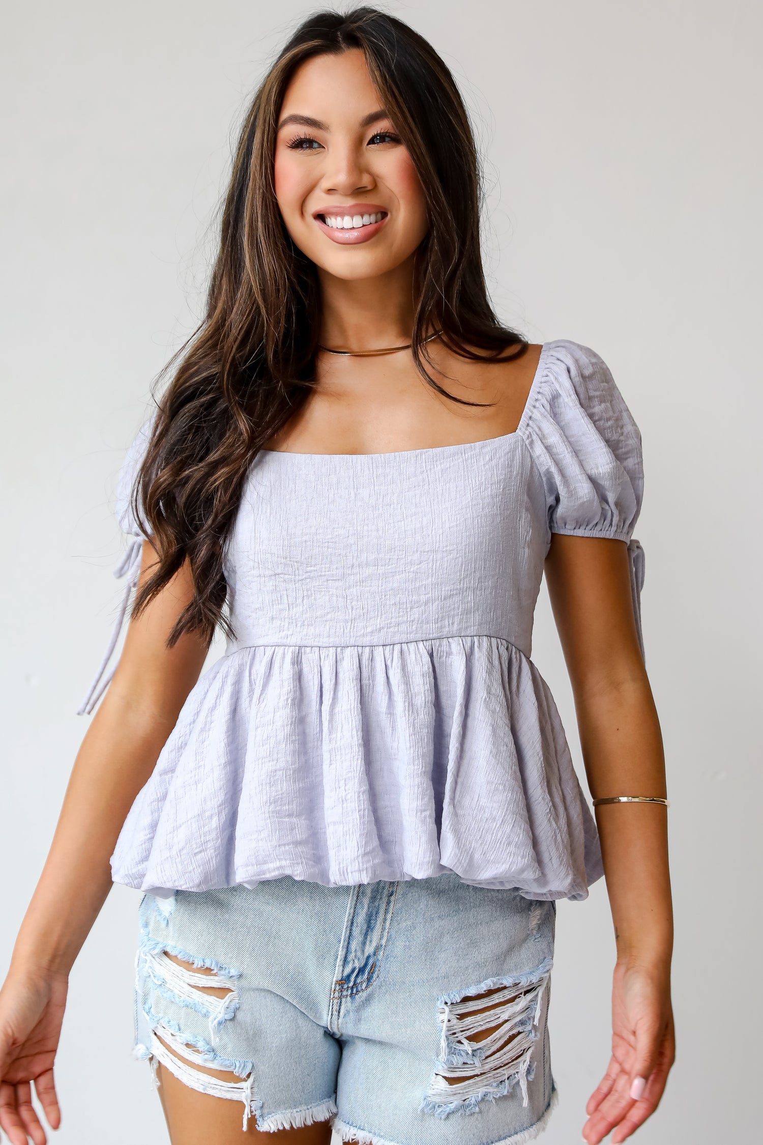 Charming Intent Lavender Babydoll Blouse