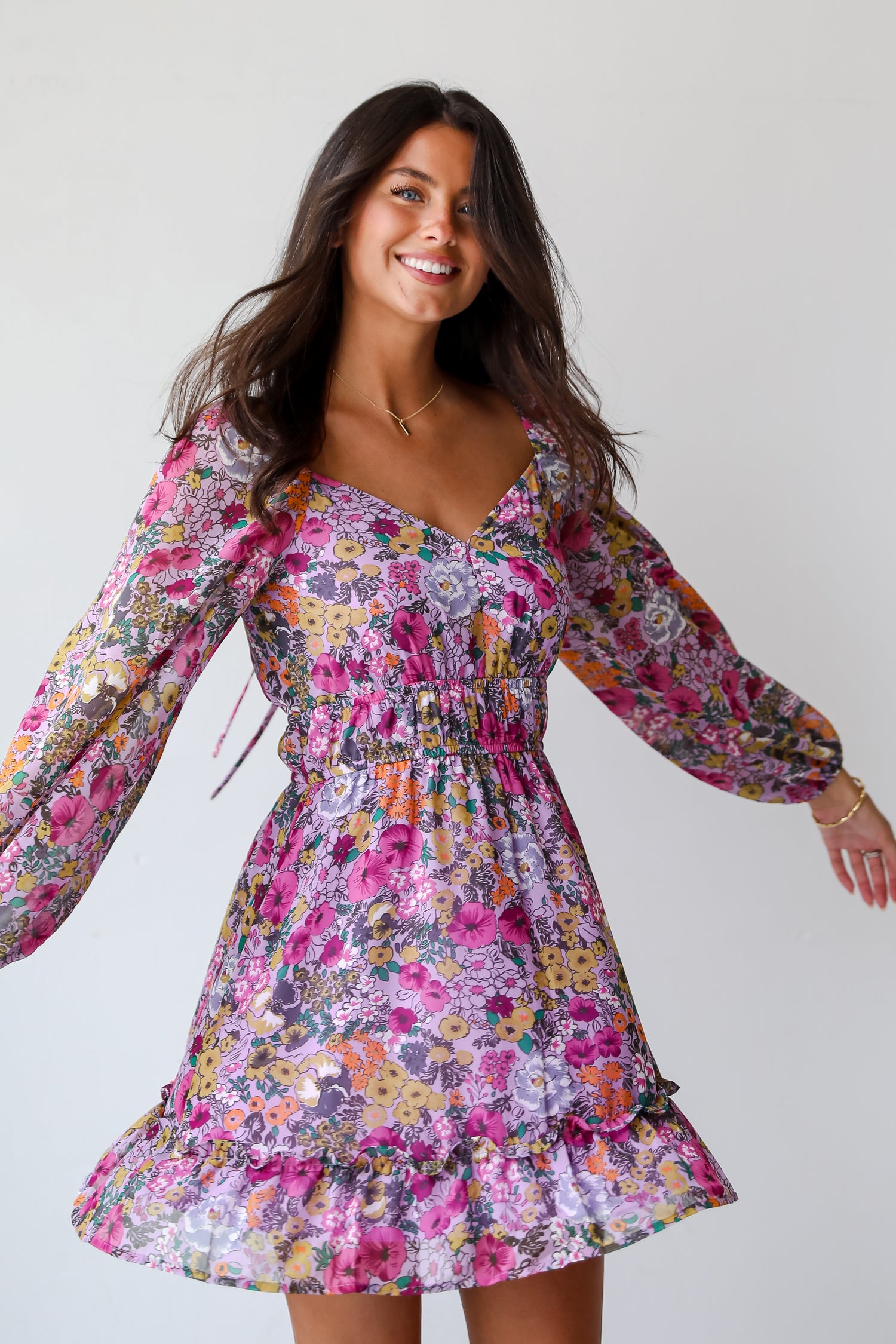 Elite Sweetness Lavender Floral Mini Dress