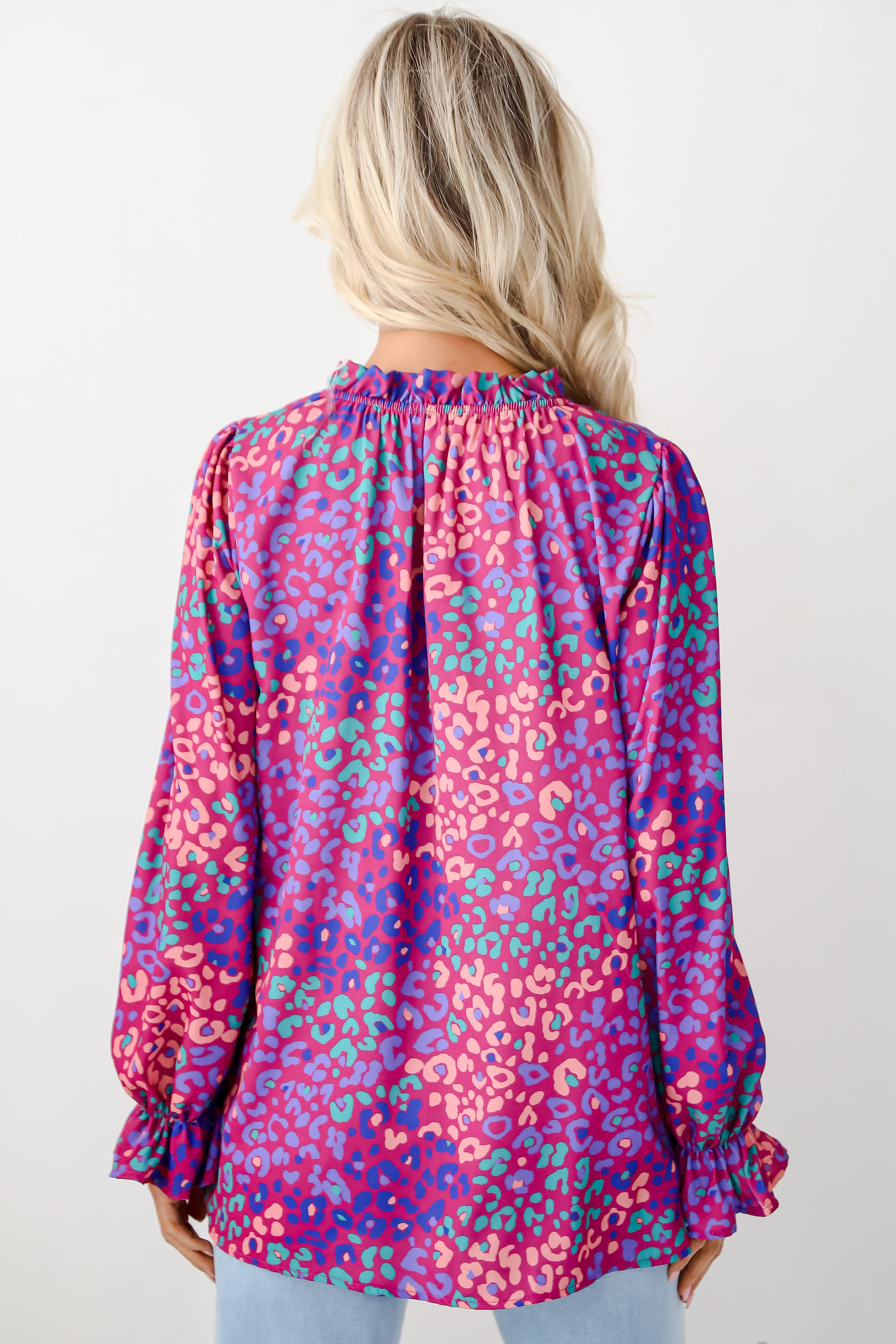 Exemplary Poise Purple Leopard Blouse