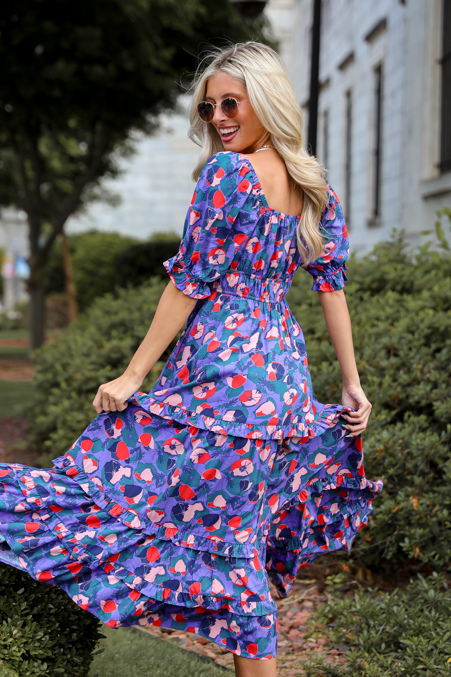 Wonderfully Sweet Purple Floral Maxi Dress