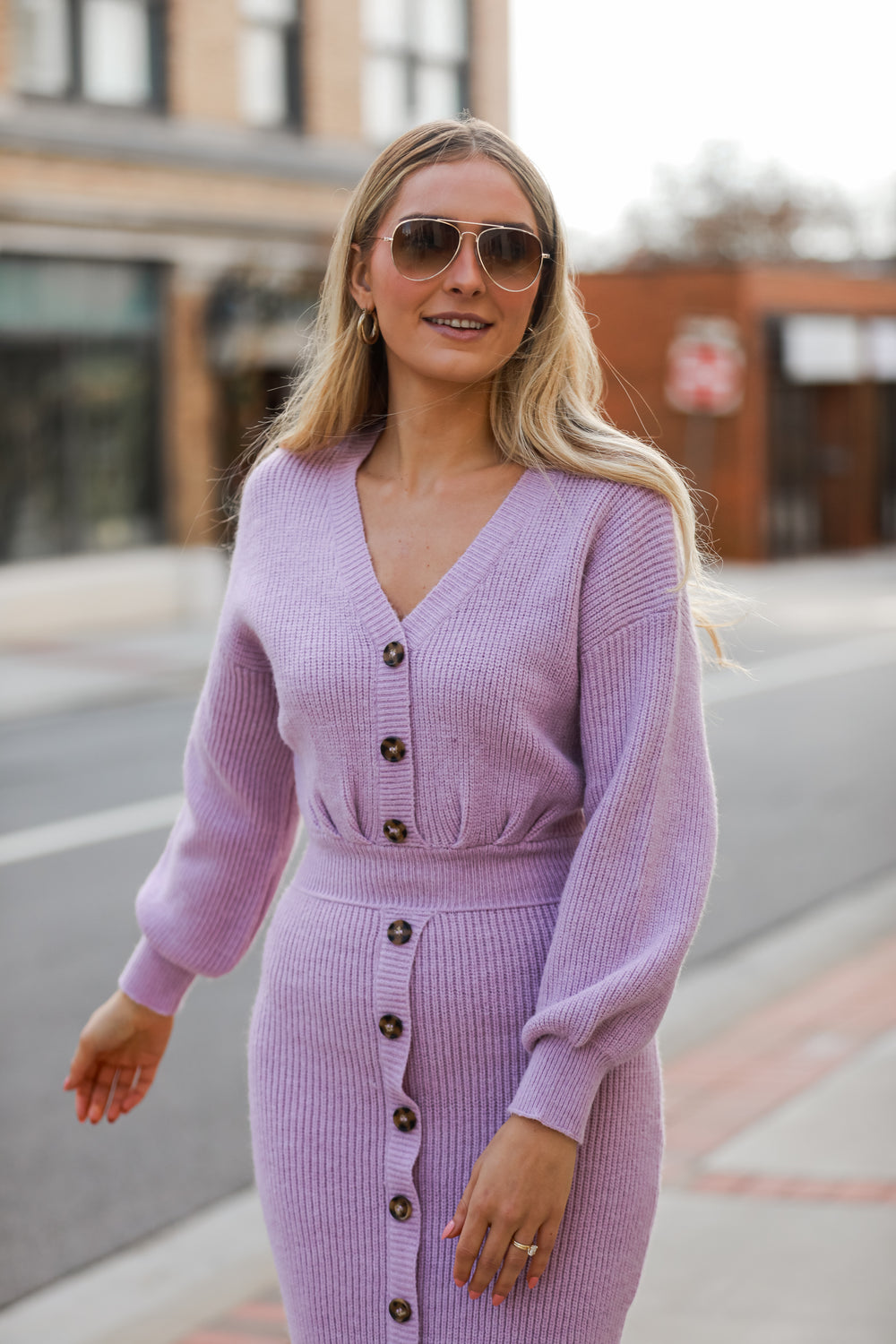 cute Lilac Maxi Sweater Dress