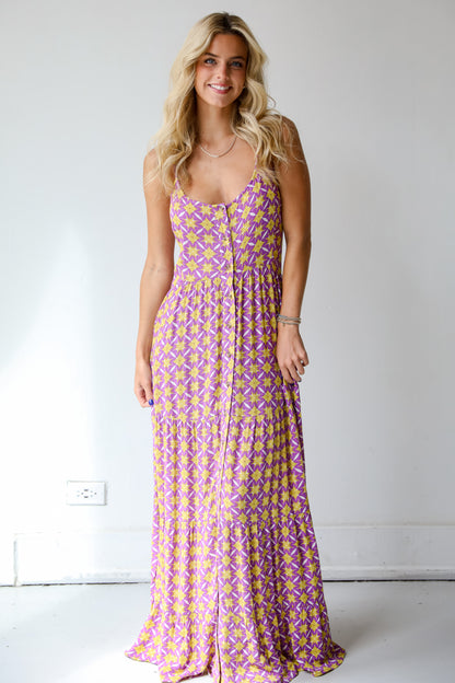 Easily Radiant Purple Tiered Maxi Dress