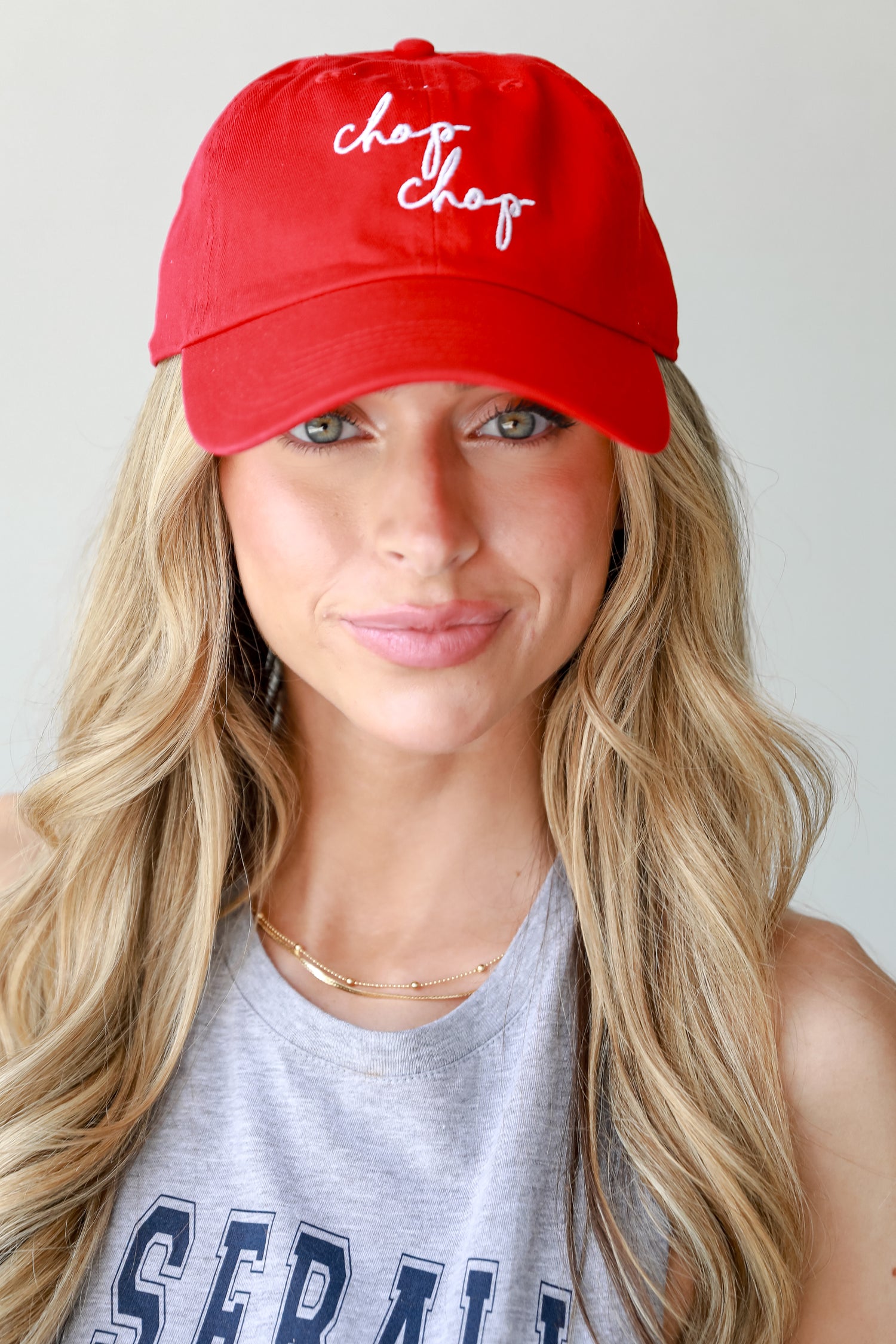 Red Chop Chop Script Embroidered Hat